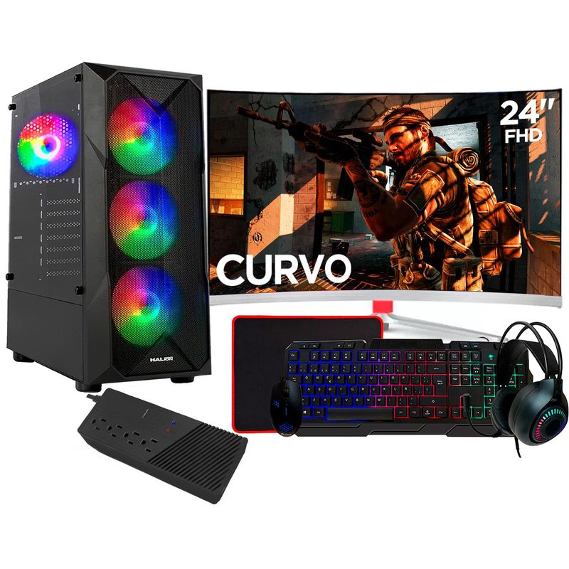 INTEL - Computadora Gamer Core i5 11400F RAM 16GB SSD 512GB VIDEO 6GB MONITOR 24 FHD