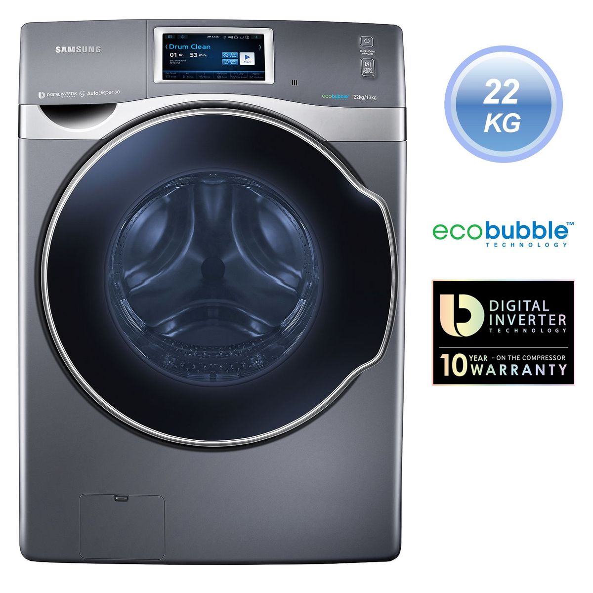 SAMSUNG - Lavaseca Samsung 22 kg / 13 kg WD22H9600KG Silver