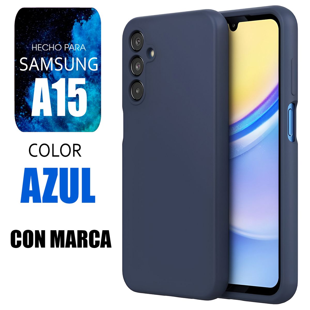 SAMSUNG - Silicone Case Para Samsung A15 Azul Con Marca