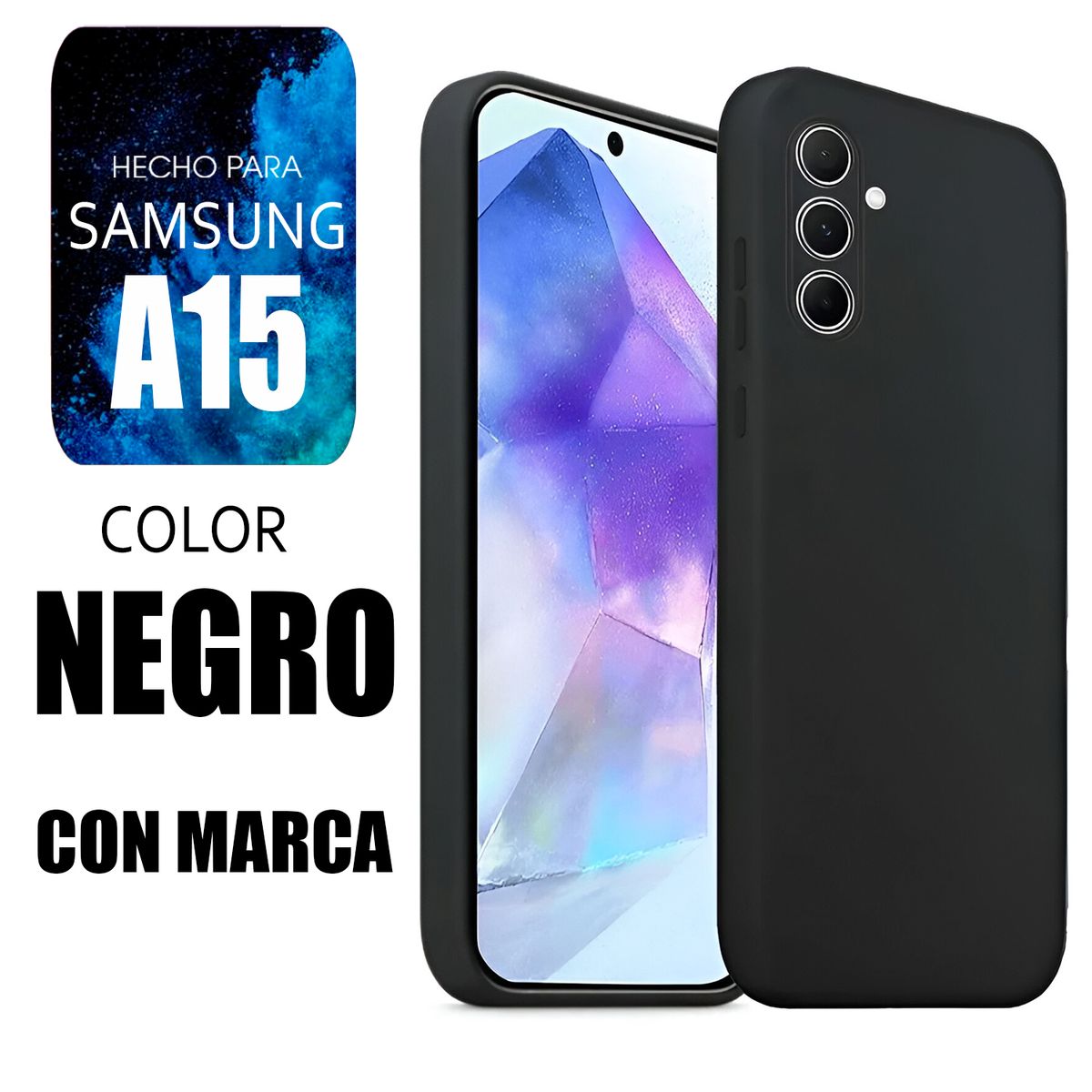 SAMSUNG - Silicone Case Para Samsung A15 Negro Con Marca