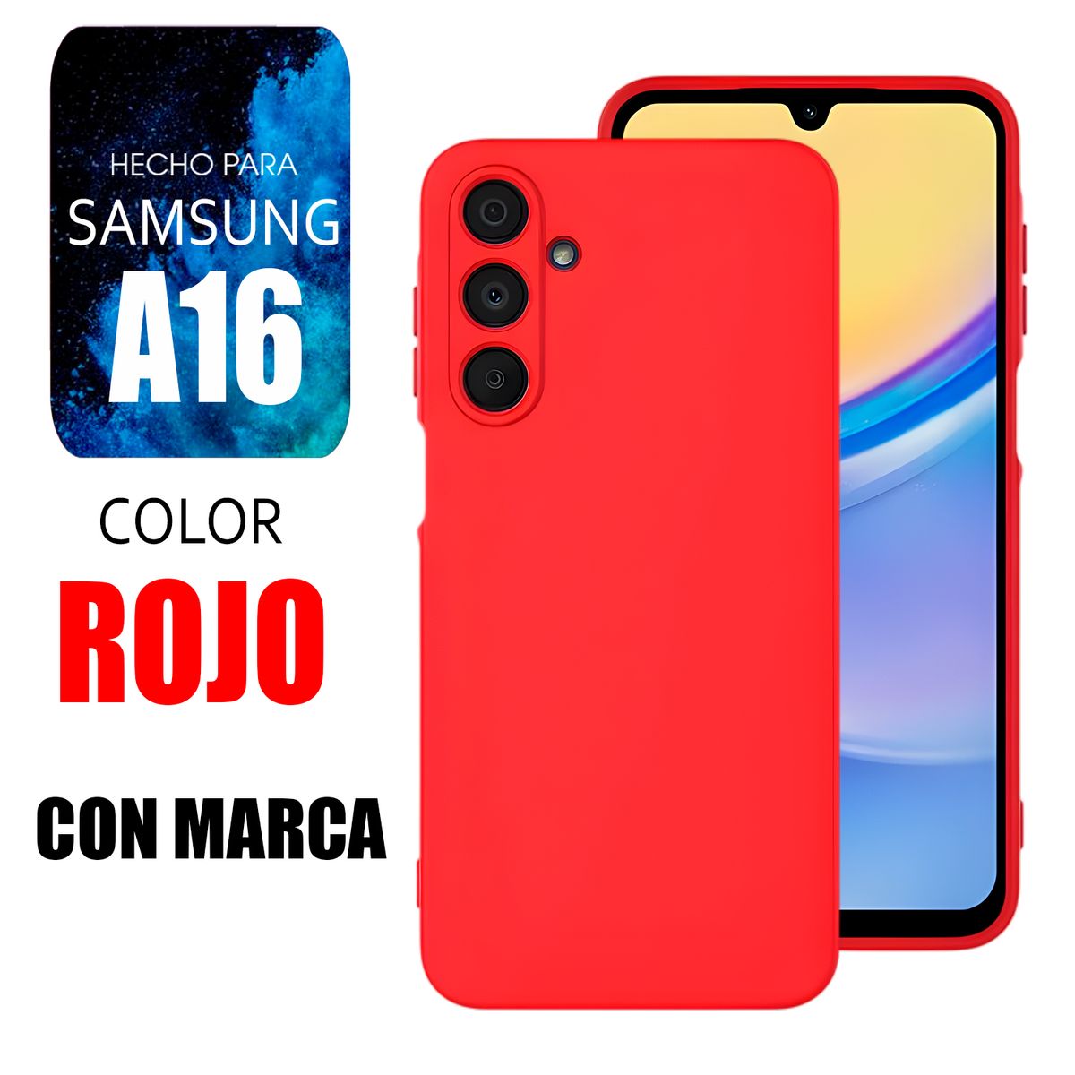 SAMSUNG - Silicone Case Para Samsung A16 Rojo Con Marca