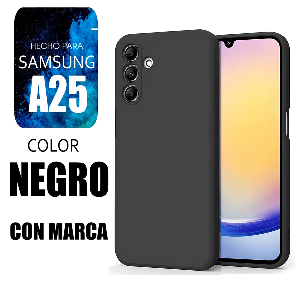 SAMSUNG - Silicone Case Para Samsung A25 Negro Con Marca