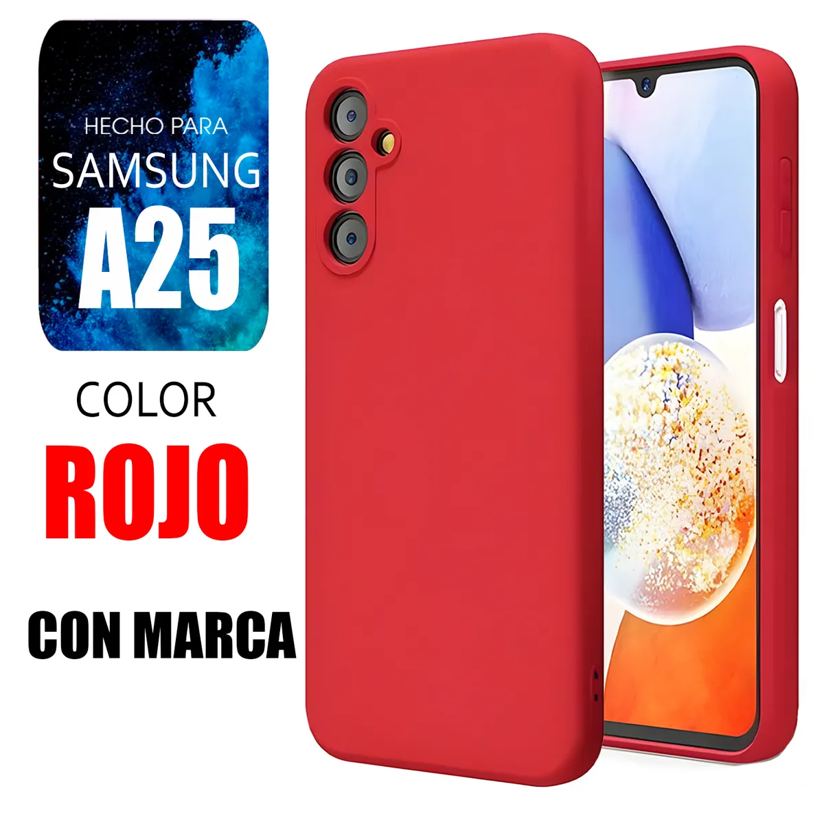 SAMSUNG - Silicone Case Para Samsung A25 Rojo Con Marca