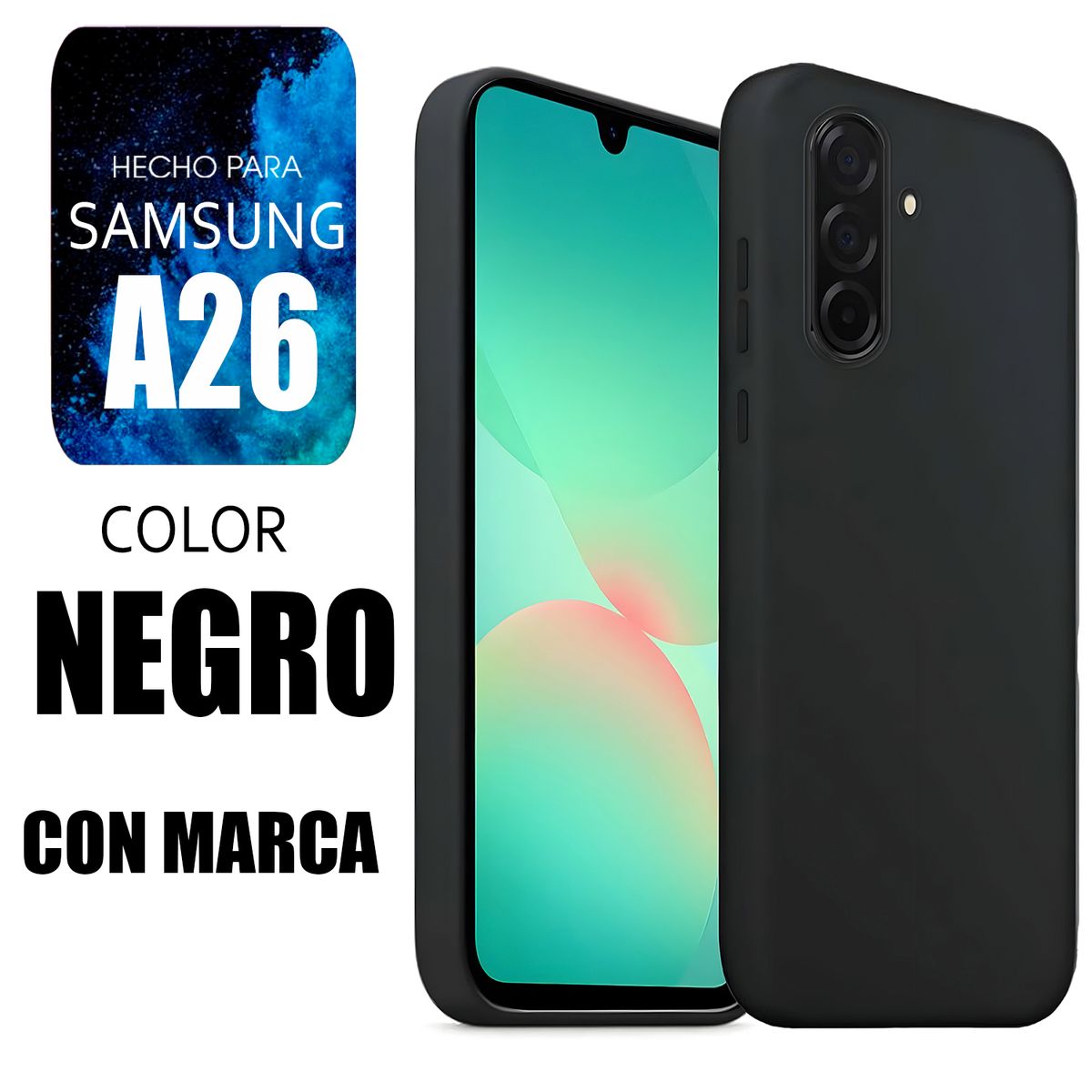 SAMSUNG - Silicone Case Para Samsung A26 Negro Con Marca