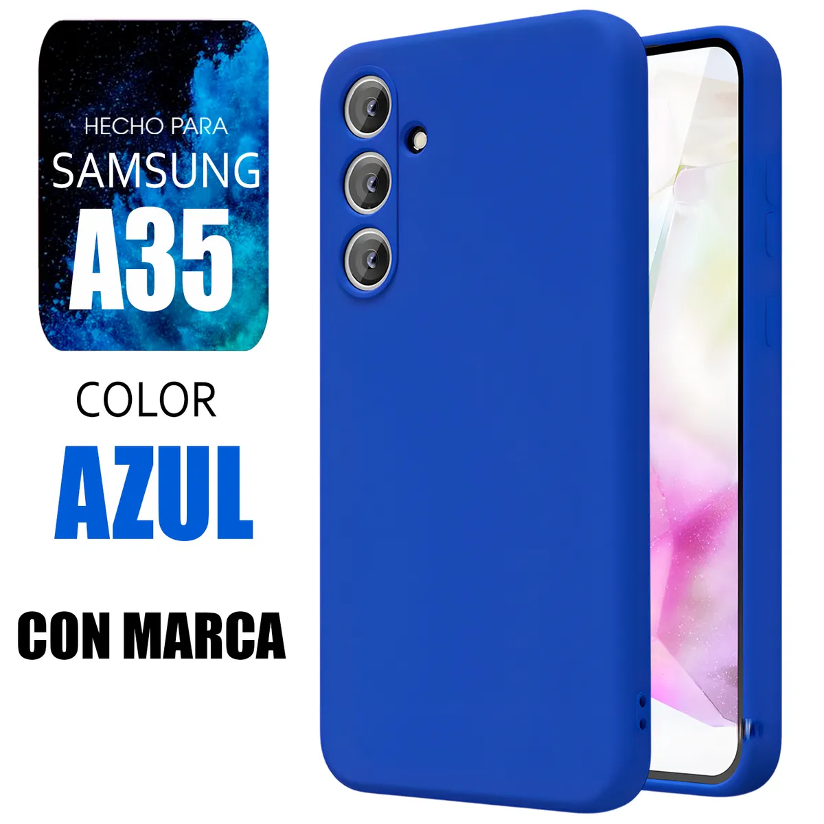 SAMSUNG - Silicone Case Para Samsung A35 Azul Con Marca