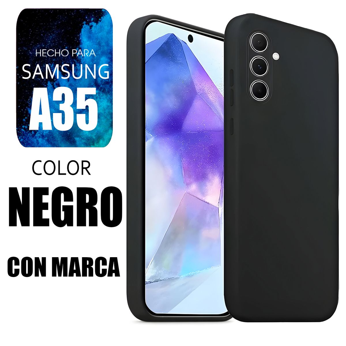 SAMSUNG - Silicone Case Para Samsung A35 Negro Con Marca