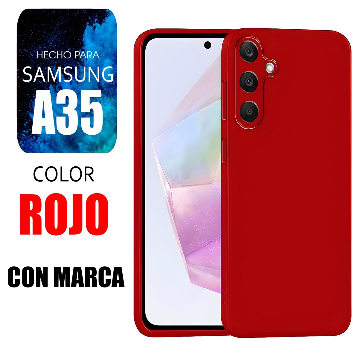 SAMSUNG - Silicone Case Para Samsung A35 Rojo Con Marca