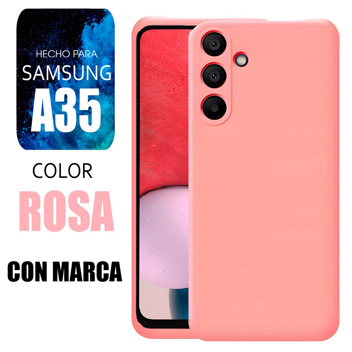 SAMSUNG - Silicone Case Para Samsung A35 Rosa Con Marca