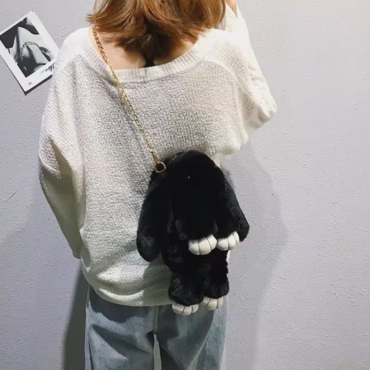 GENERICO - MORRAL BOLSO MOCHILA CARTERA PELUCHE HIPOALERGÉNICO DE CONEJO 5 EN 1