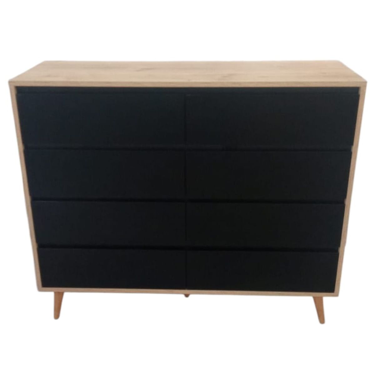 GENERICO - Comoda Duna Frente Negro - 8 Gavetas