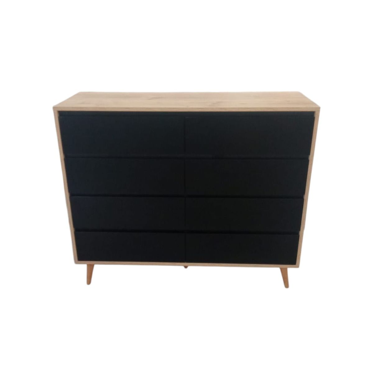 GENERICO - Comoda Duna Frente Negro - 8 Gavetas