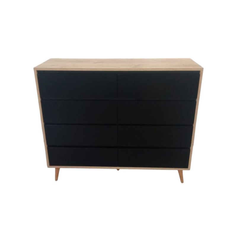 GENERICO - Comoda Duna Frente Negro - 8 Gavetas