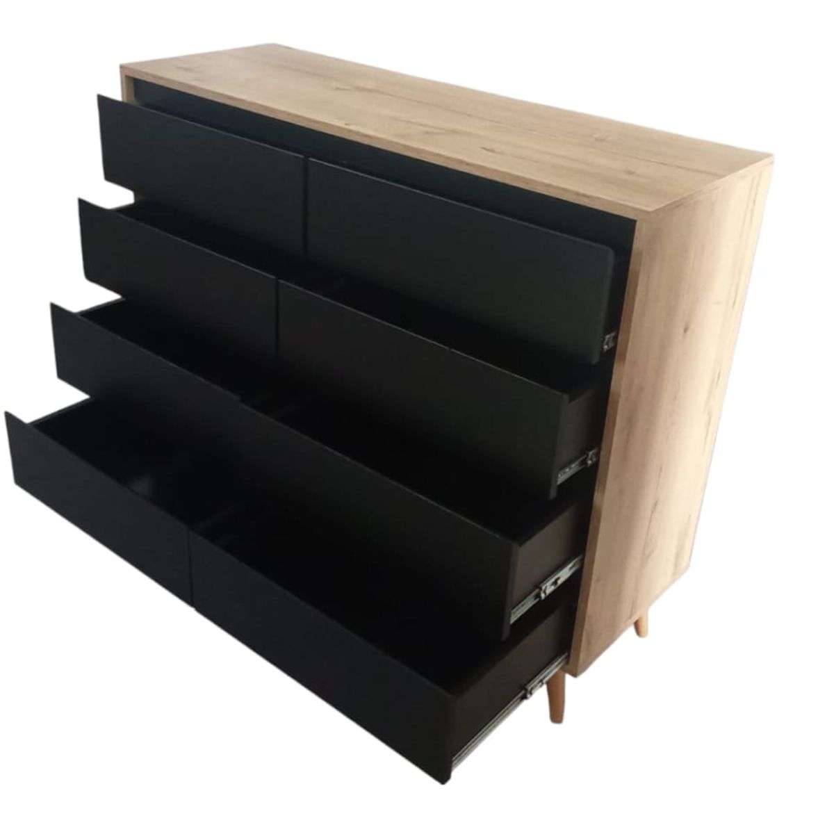 GENERICO - Comoda Duna Frente Negro - 8 Gavetas