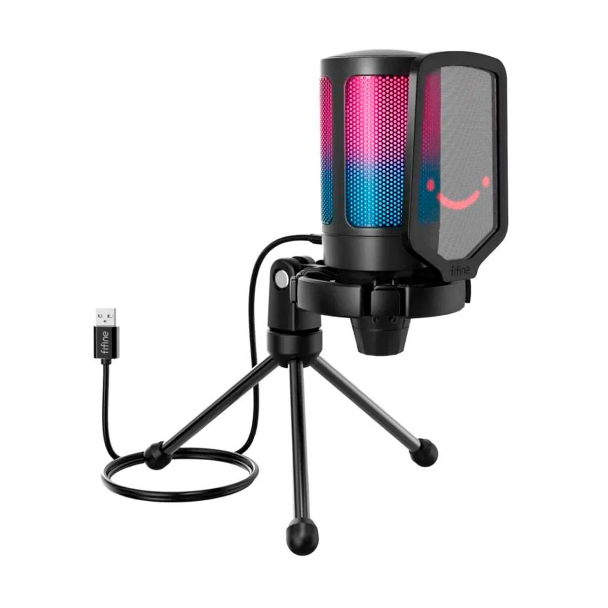 FIFINE - Micrófono FIFINE A6V RGB Condensador - Negro