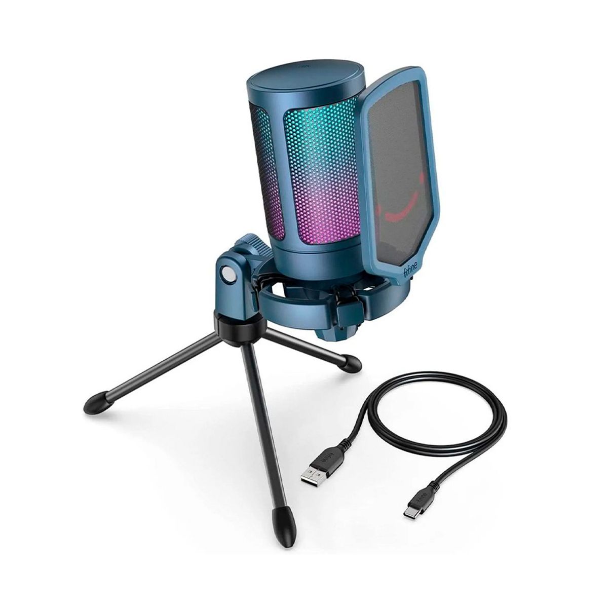 FIFINE - Micrófono FIFINE A6V RGB Condensador - AZUL