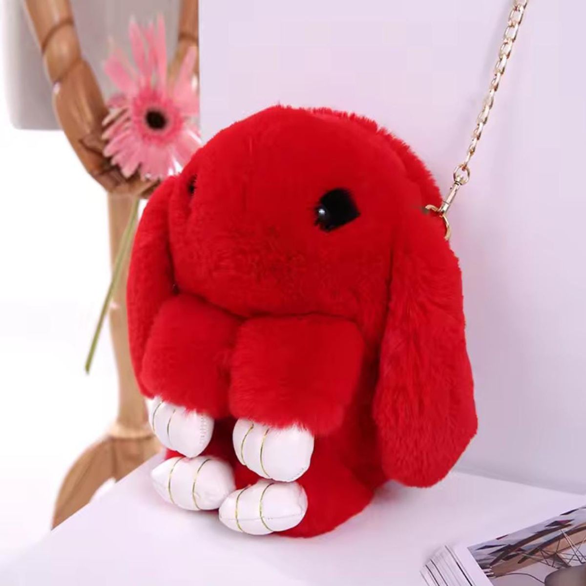 GENERICO - MORRAL BOLSO MOCHILA CARTERA PELUCHE HIPOALERGÉNICO DE CONEJO 5 EN 1