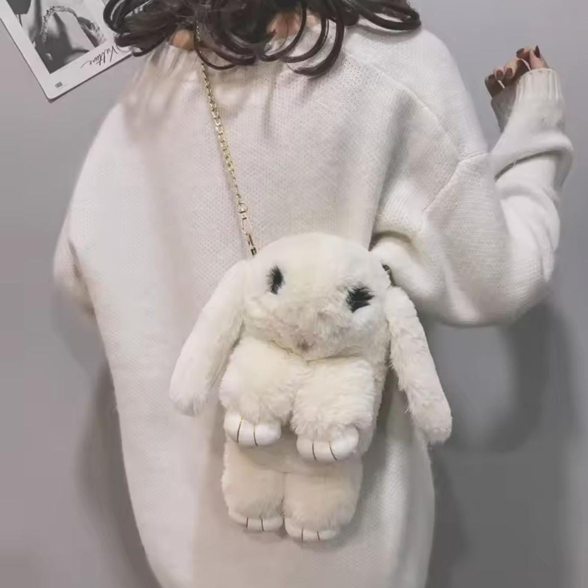 GENERICO - MORRAL BOLSO MOCHILA CARTERA PELUCHE HIPOALERGÉNICO DE CONEJO 5 EN 1