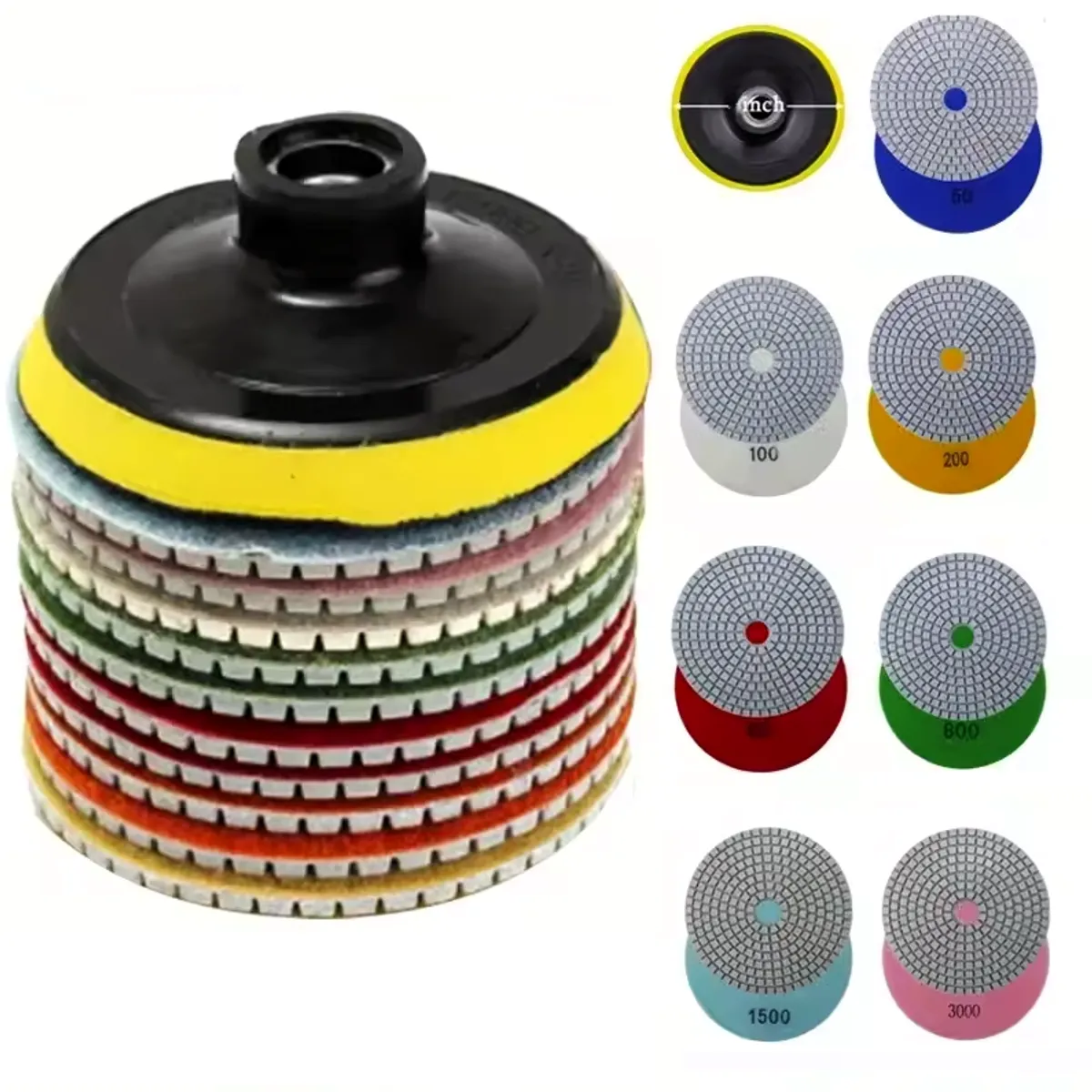 GENERICO - Set Discos De Pulido 4 "  Granito Marmol Ceramico Etc Varios