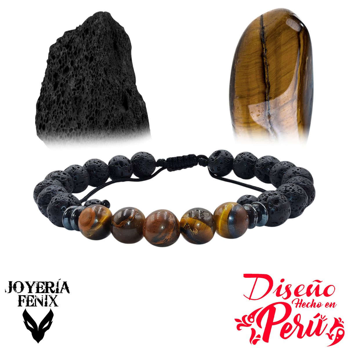 JOYERIA FENIX - Pulsera Doble Protección Volcánica- Joyería Fenix
