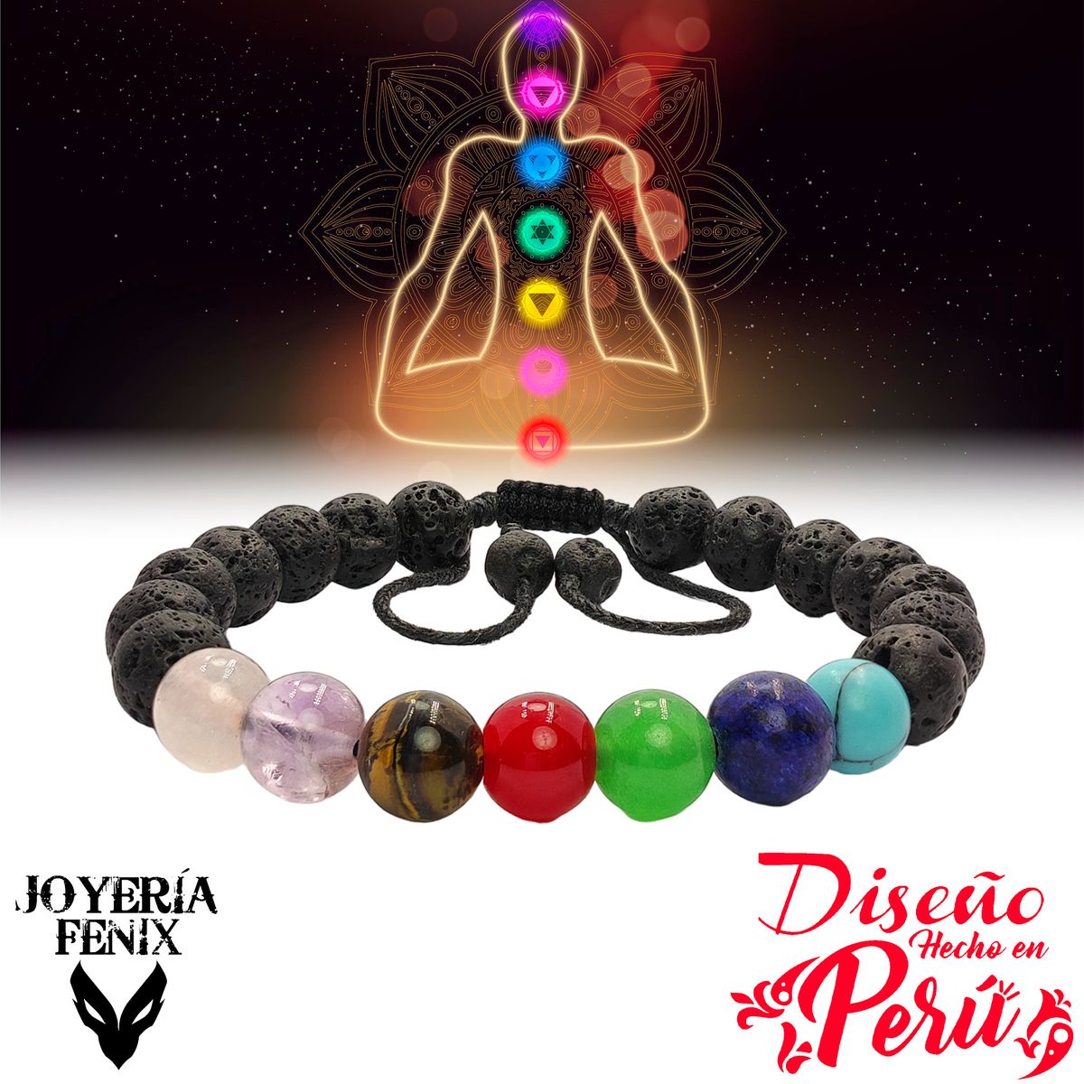 JOYERIA FENIX - Pulsera 7 Chakras Piedras Naturales - Joyería Fenix