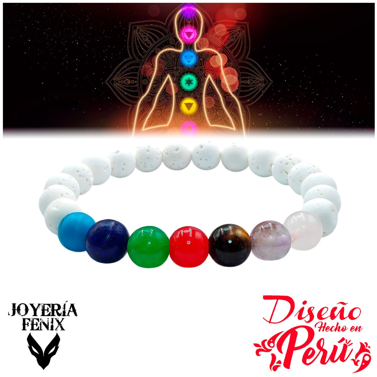 JOYERIA FENIX - Pulsera 7 Chakras Piedras Naturales - Joyería Fenix