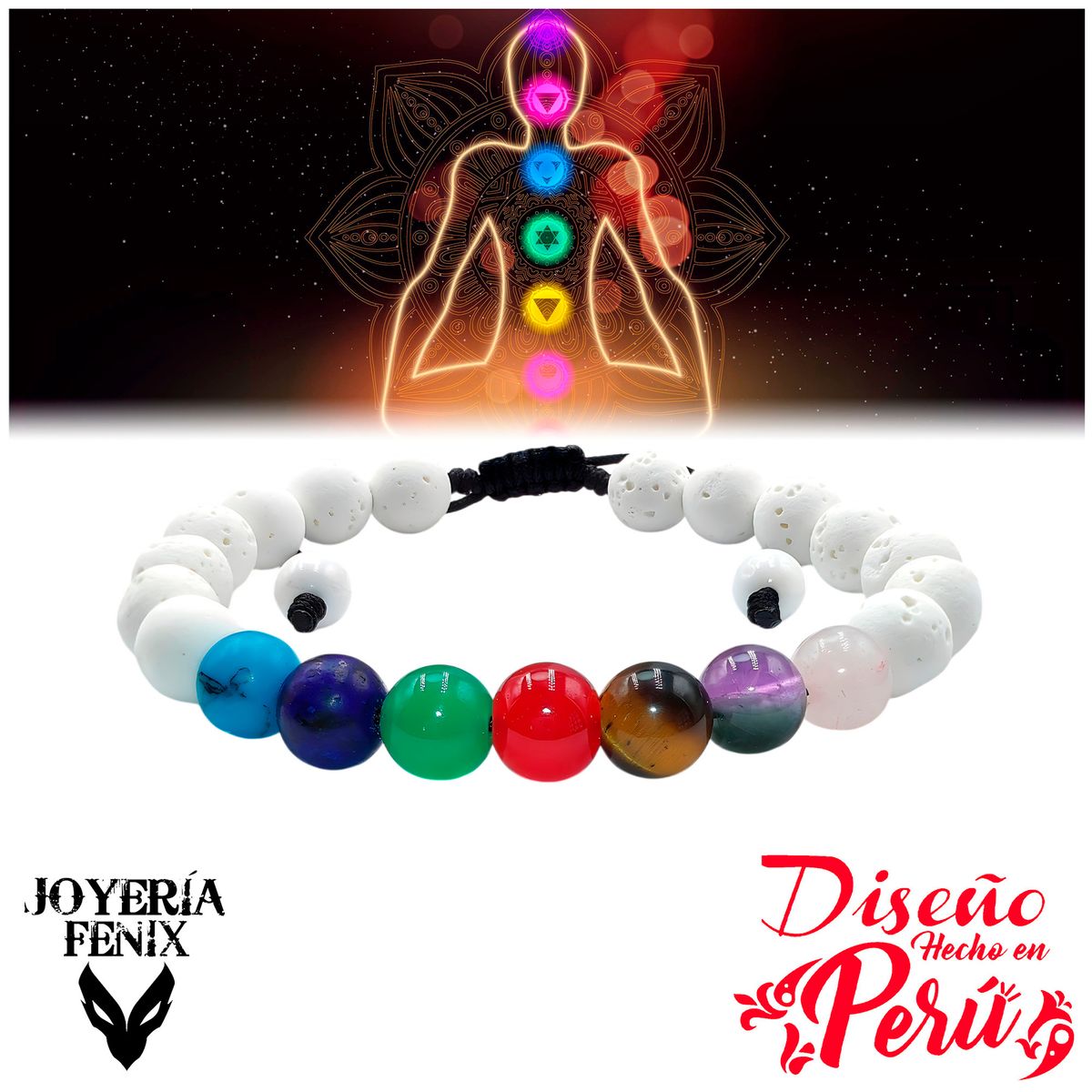 JOYERIA FENIX - Pulsera 7 Chakras Piedras Naturales - Joyería Fenix