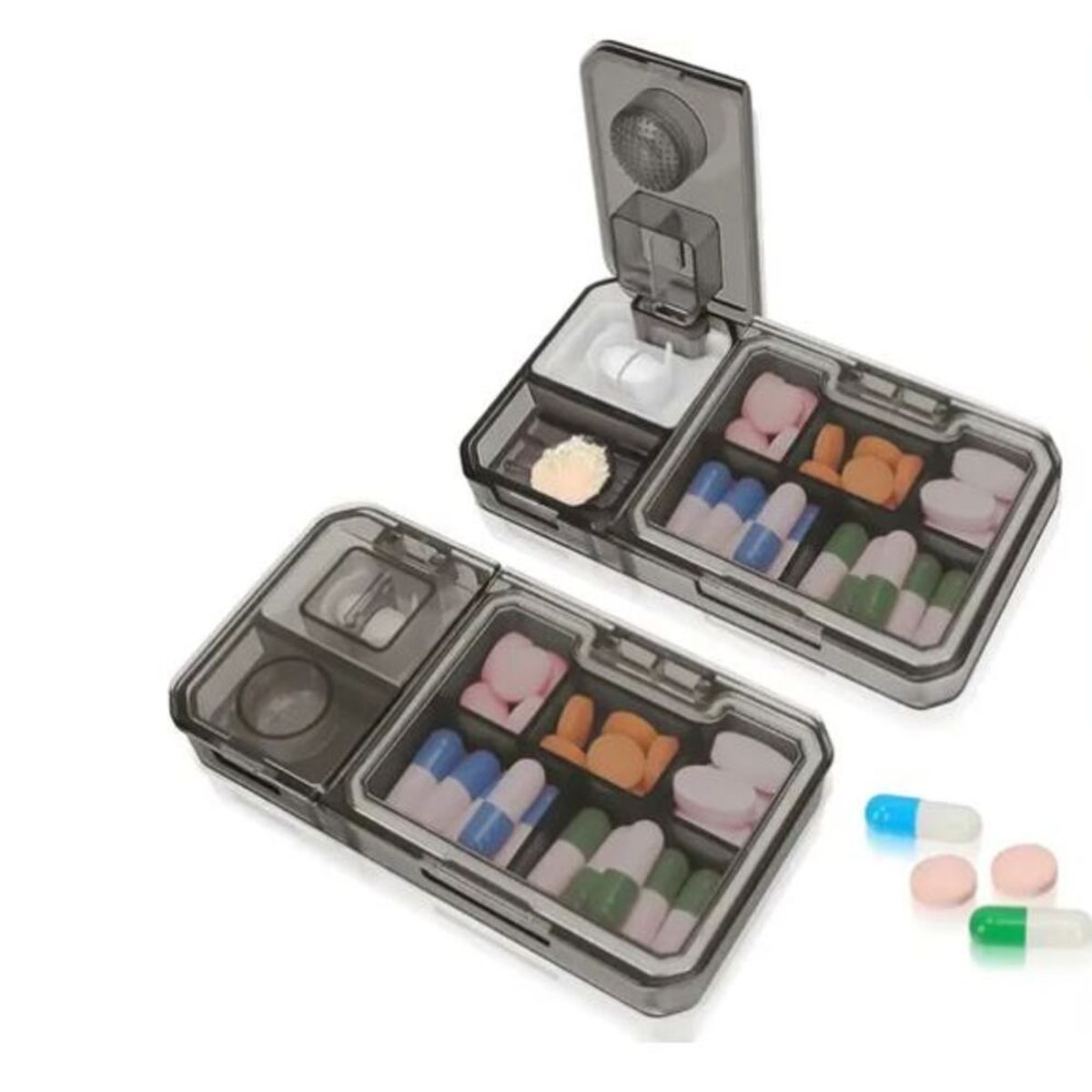 GENERICO - Organizador de píldoras de viaje  Pastillero 3 en 1