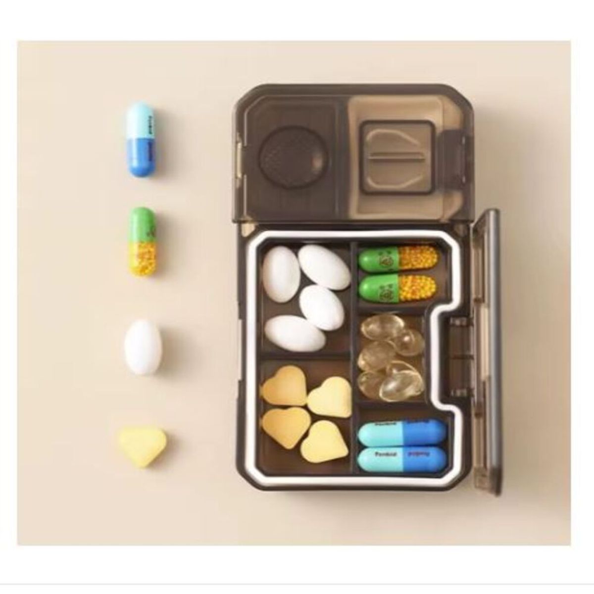 GENERICO - Organizador de píldoras de viaje  Pastillero 3 en 1
