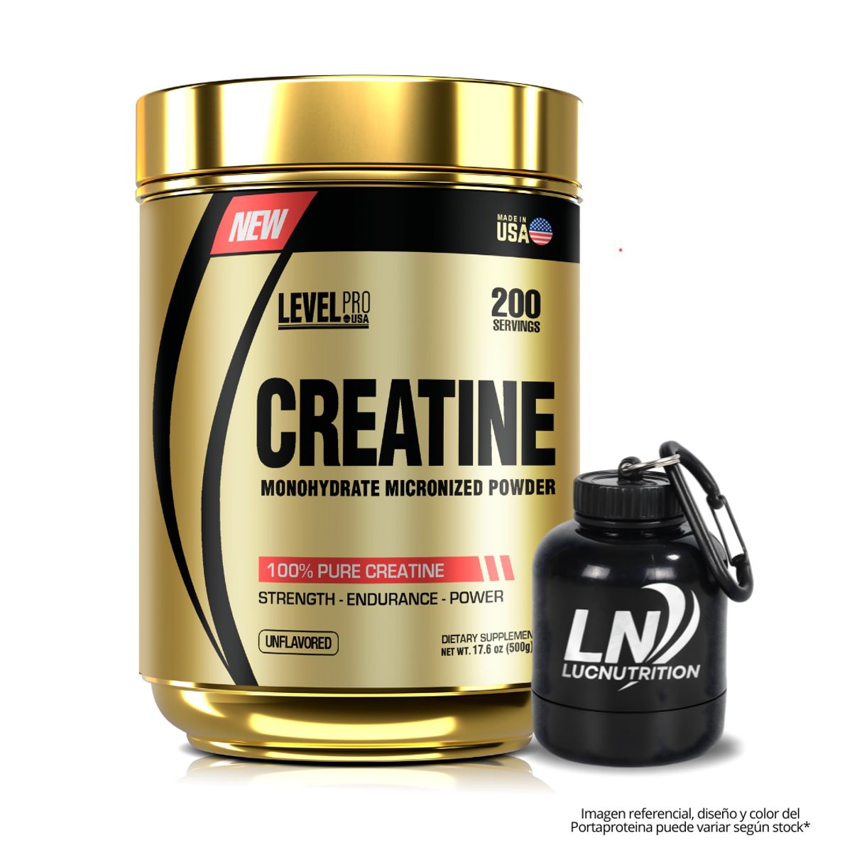 LEVEL PRO - Creatina Level Pro 500 g - Creatina Monohidratada y Micronizada + Portaproteina