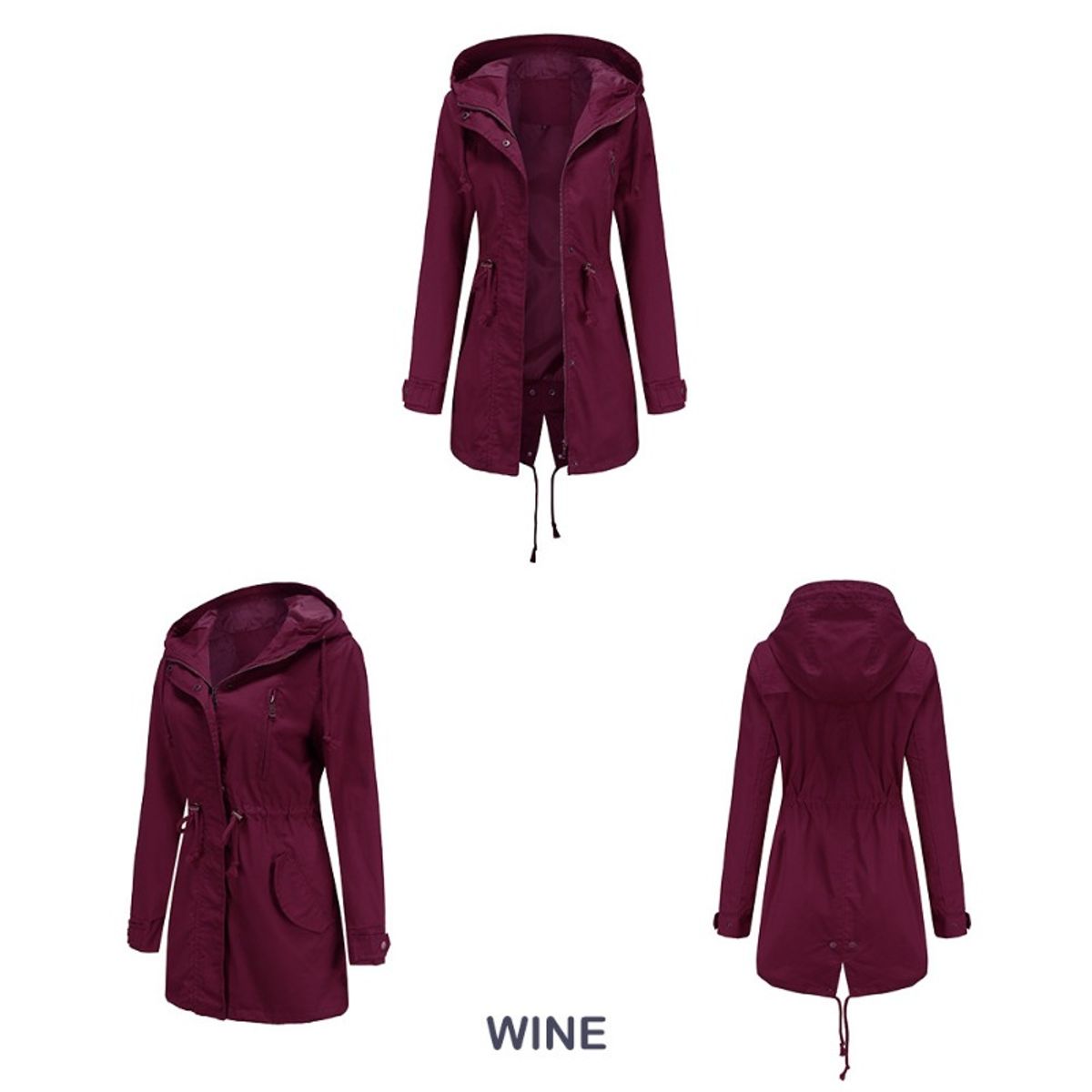 GIOIO - Abrigo Mujer Algodón Capucha Trench Casual Diario