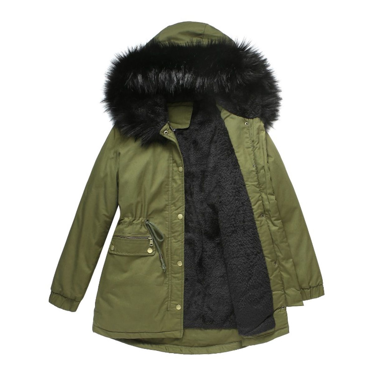 GIOIO - Parka Mujer Pelaje Capucha Polar Oversize Invierno Abrigo