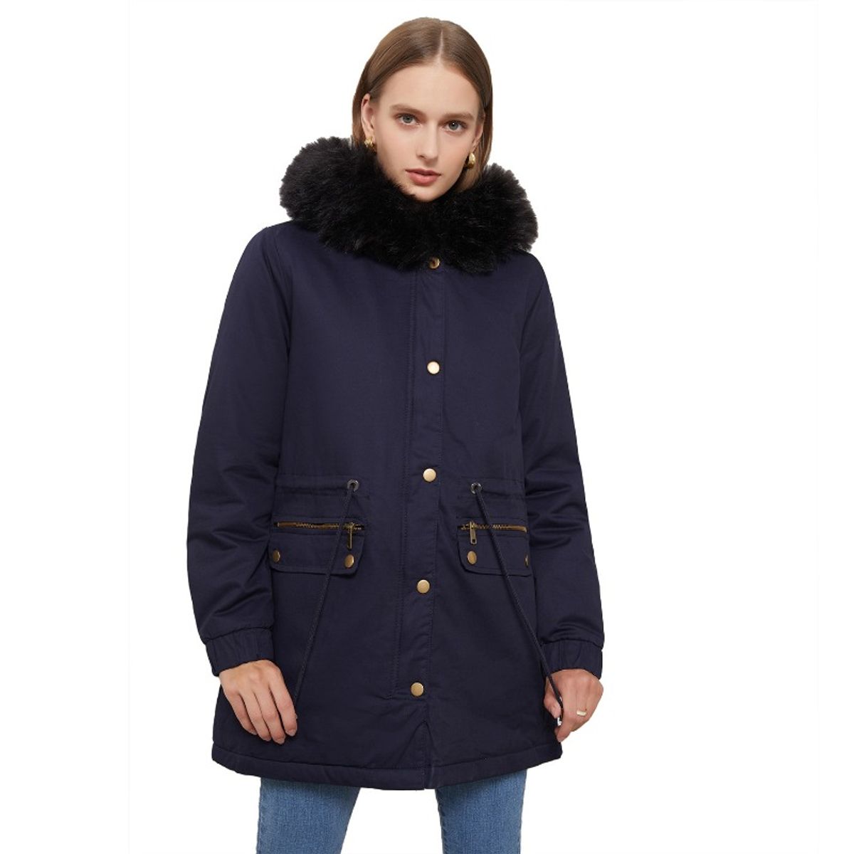 GIOIO - Parka Mujer Pelaje Capucha Polar Oversize Invierno Abrigo