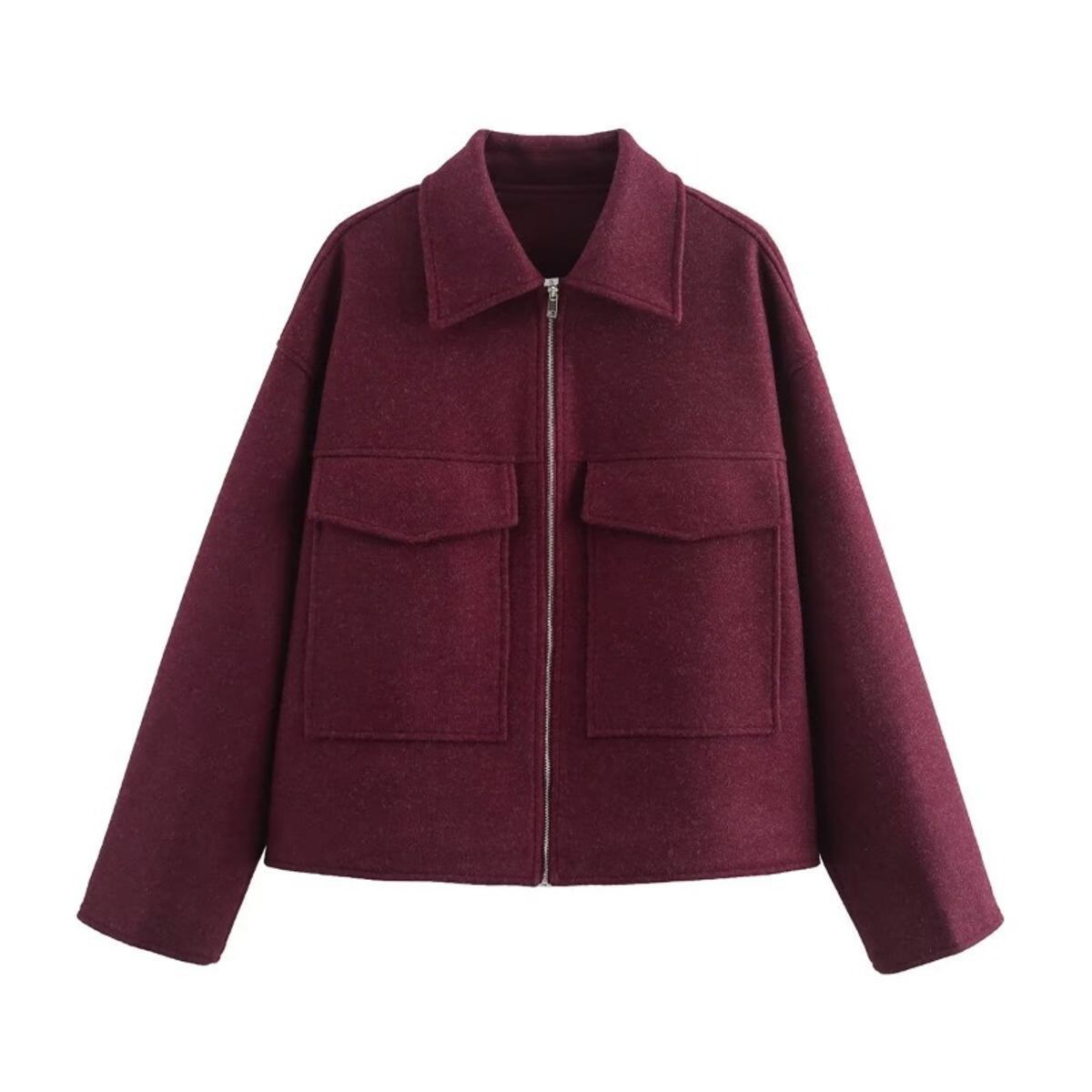 GIOIO - Abrigo Mujer Lana Otoño Cremallera Bolsillos Moda