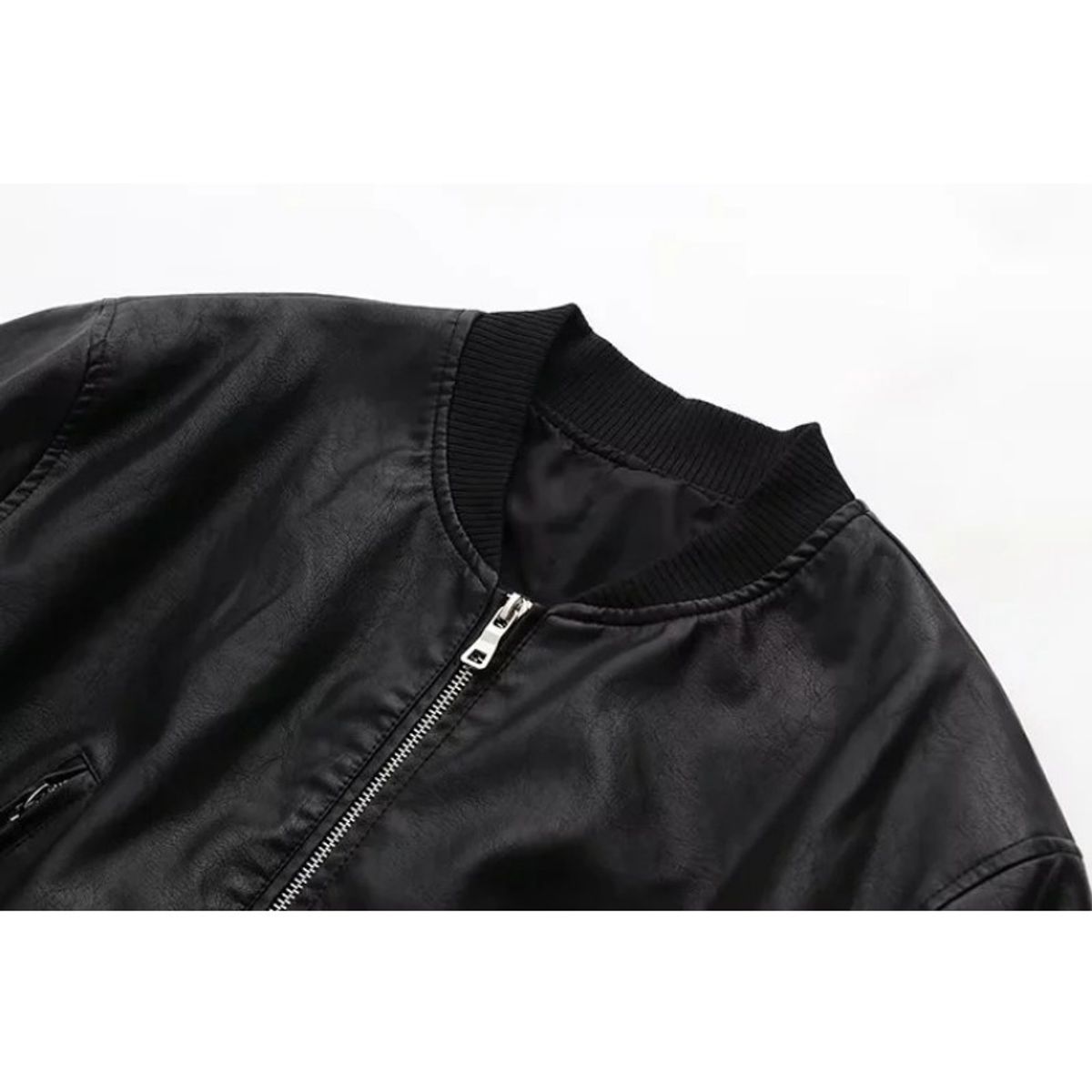 GIOIO - Chaqueta Piloto Mujer PU Corta Cuello Alto Moda