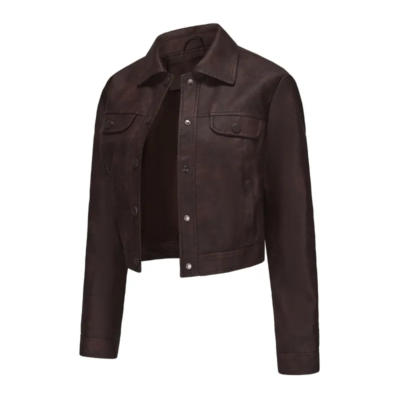 GIOIO - Chaqueta Mujer PU Ligera Múltiples Bolsillos Casual