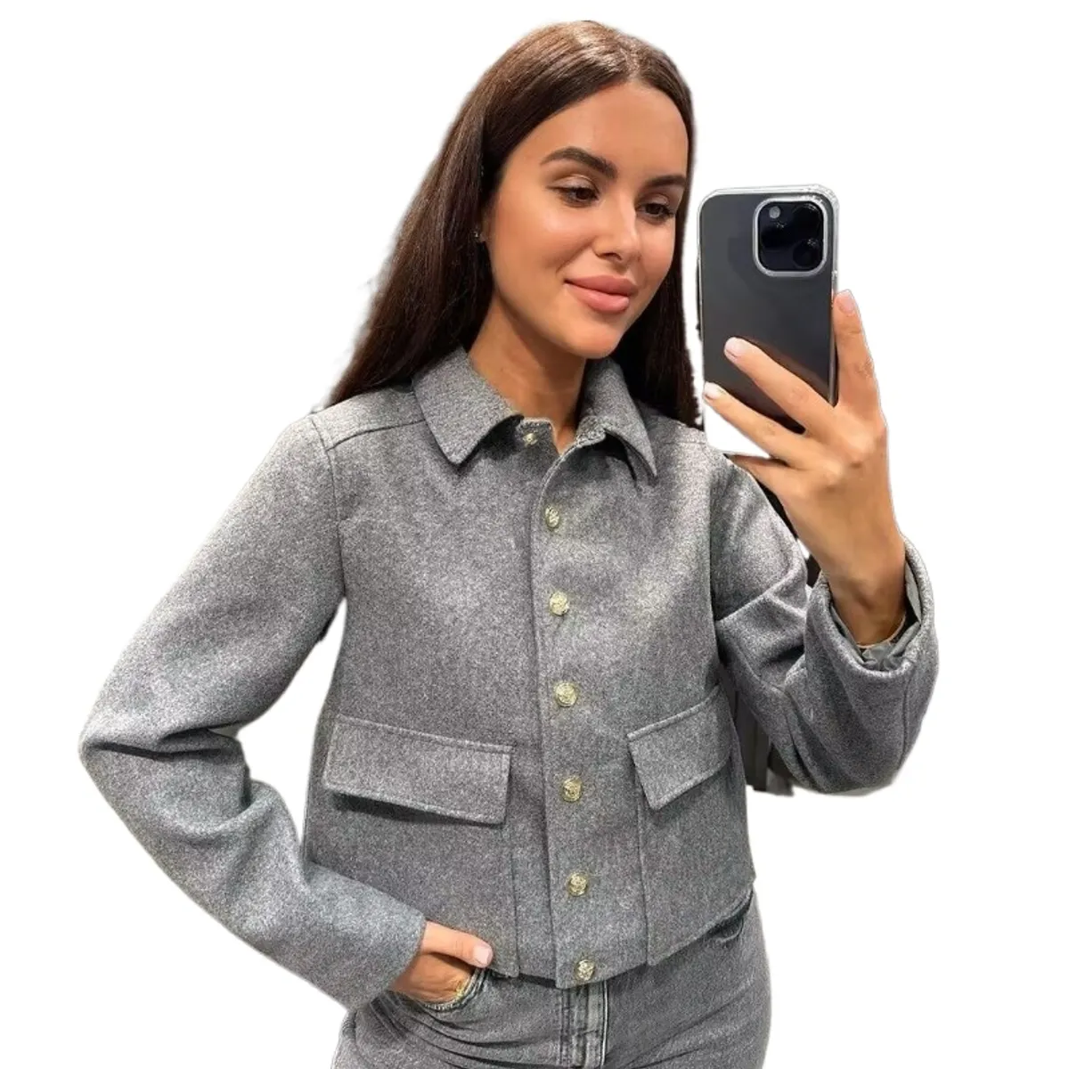 GIOIO - Chaqueta Mujer Solapa Botones Bolsillos Casual Moda