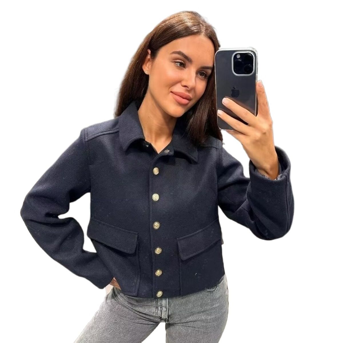 GIOIO - Chaqueta Mujer Solapa Botones Bolsillos Casual Moda