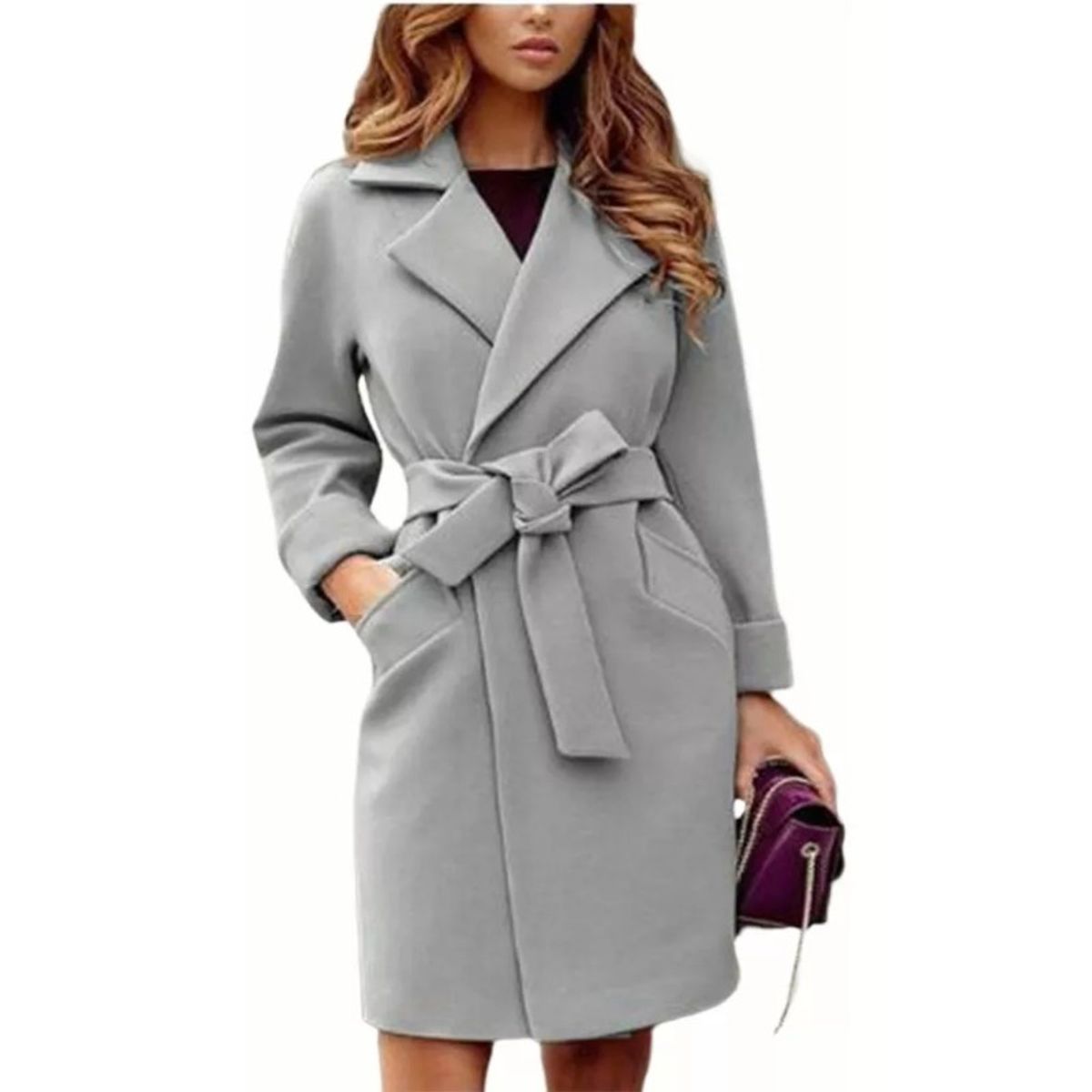 GIOIO - Abrigo De Lana Sintética Mujer Moda Cuello