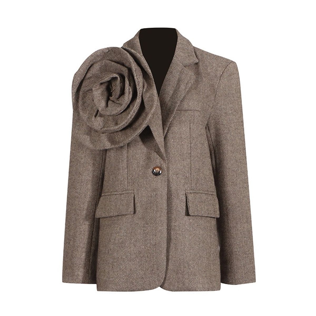 GIOIO - Chaqueta Mujer Flores 3D Un Botón Holgada Estilo Retro