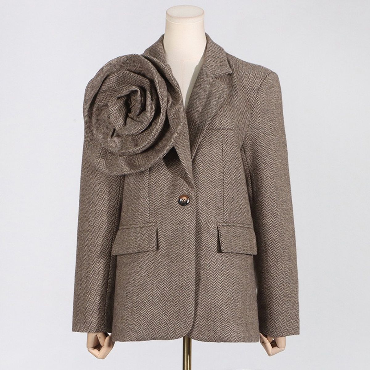 GIOIO - Chaqueta Mujer Flores 3D Un Botón Holgada Estilo Retro