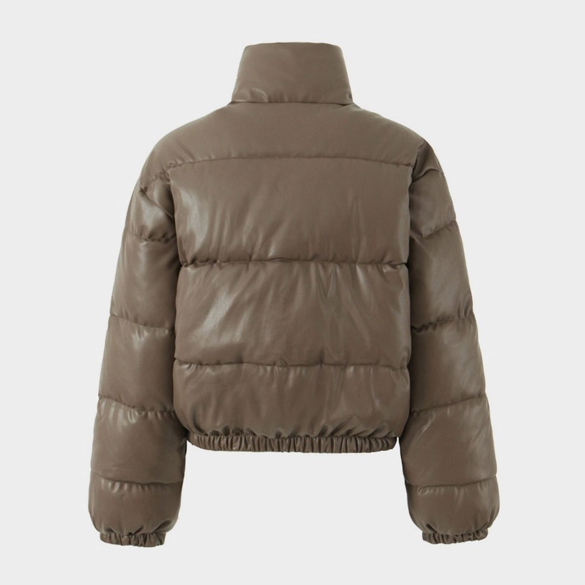 GIOIO - Chaqueta Mujer PU Cuello Alto Corta Abrigo Acolchado