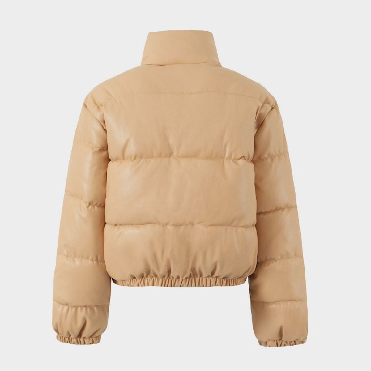 GIOIO - Chaqueta Mujer PU Cuello Alto Corta Abrigo Acolchado