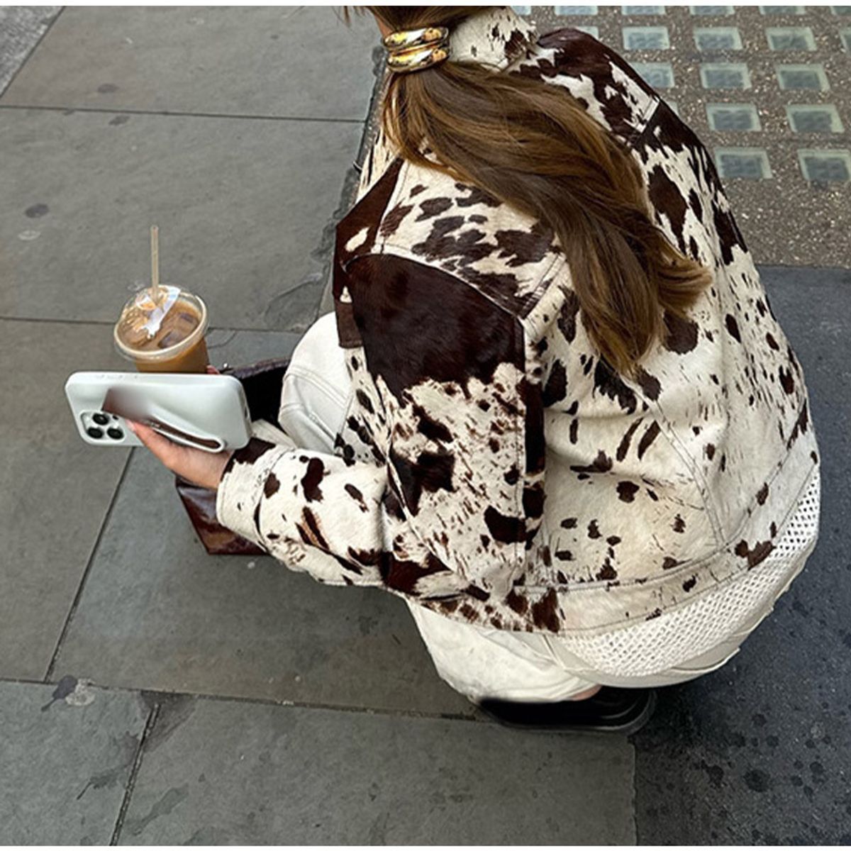 GIOIO - Chaqueta Mujer Manga Larga Solapa Estampada Casual Cómoda Urbano