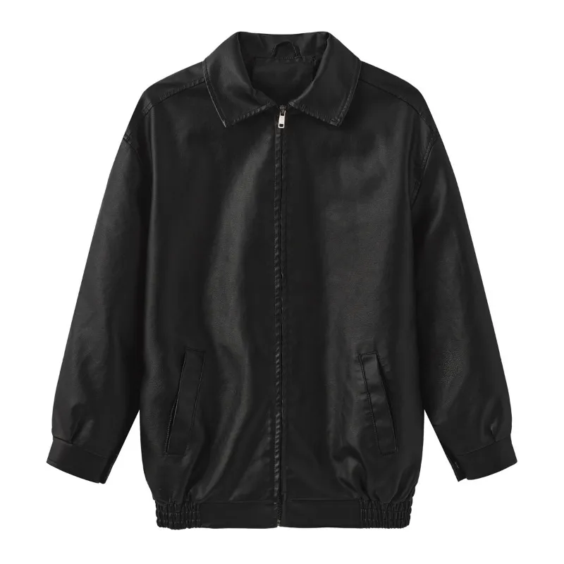 GIOIO - Chaqueta PU Mujer Oversize Primavera Otoño Manga Larga Moda