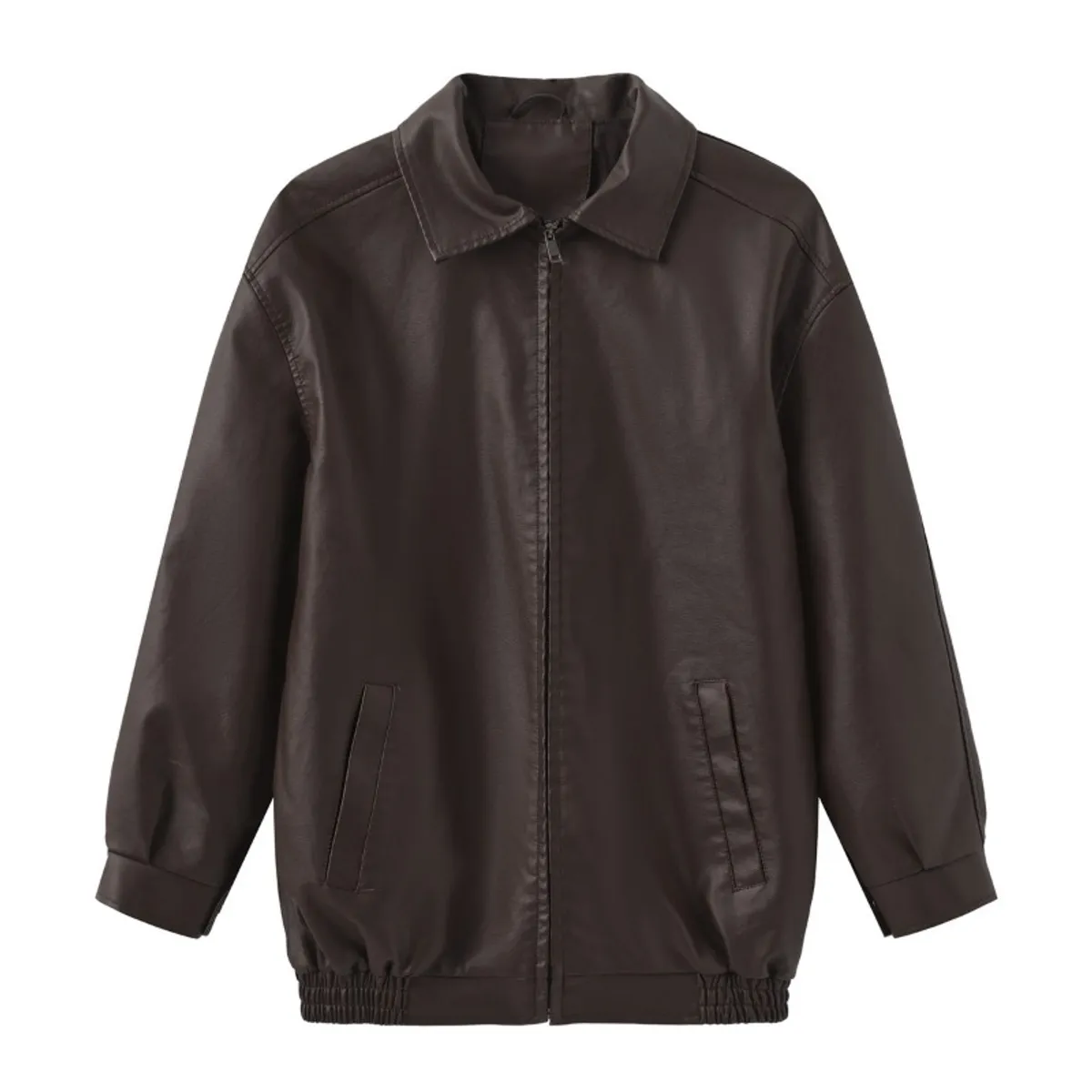 GIOIO - Chaqueta PU Mujer Oversize Primavera Otoño Manga Larga Moda