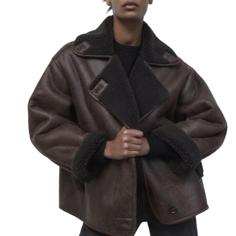 GIOIO - Abrigo Mujer Ante Pelaje Invierno Moda Holgada Reversible