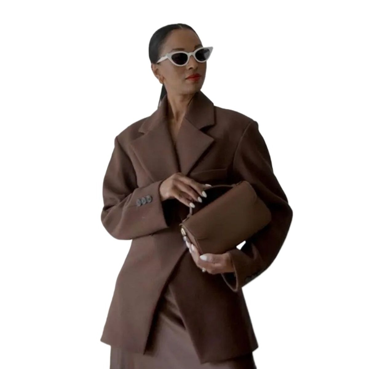 GIOIO - Chaqueta Mujer Solapa Botones Cintura Alta Ajustada Puro Color