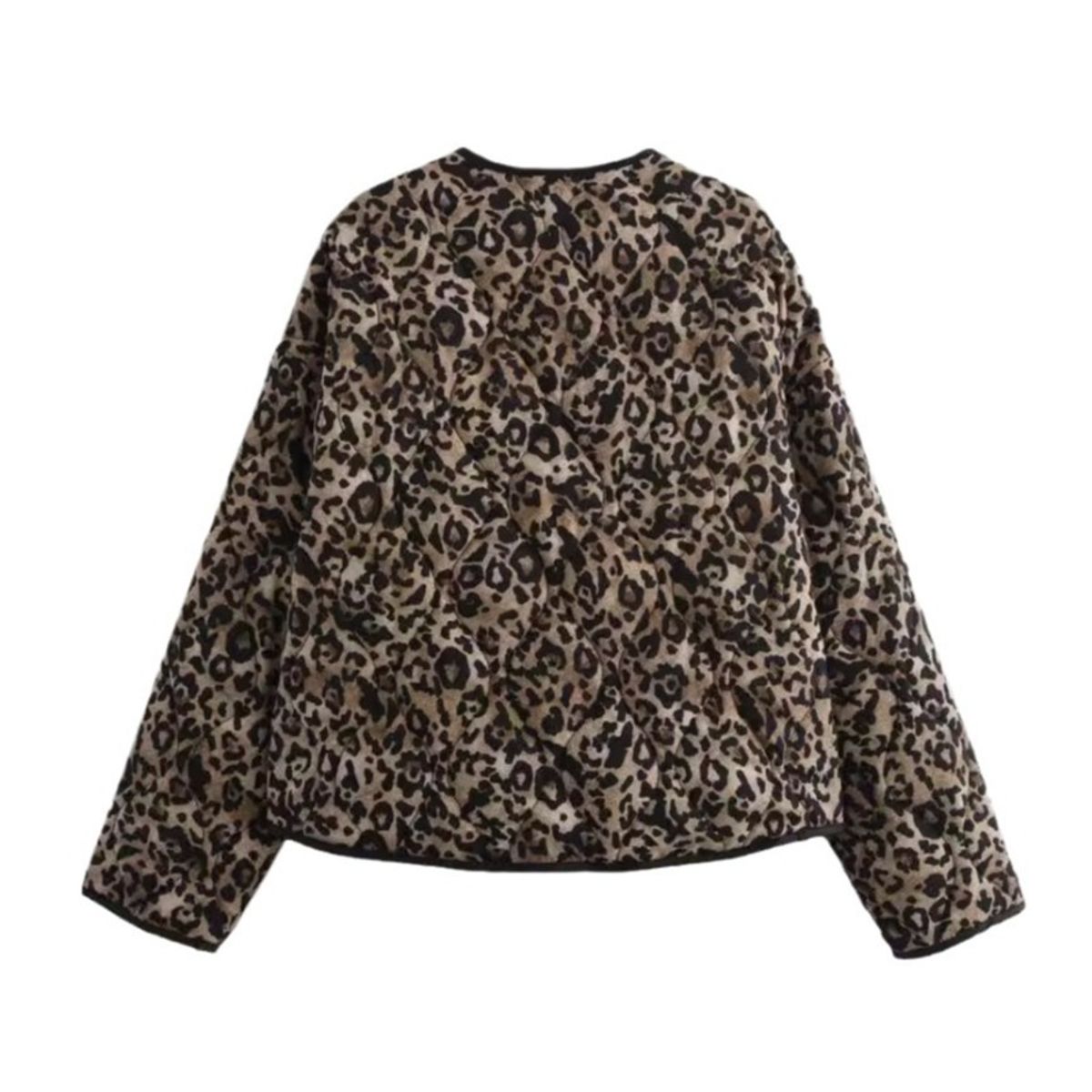 GIOIO - Chaqueta Mujer Estampado Leopardo Cuello Redondo Acolchada Top Ventas