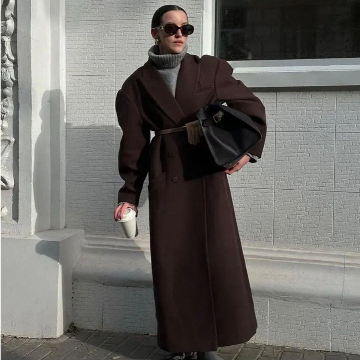 GIOIO - Abrigo Mujer Largo Cuello Solapa Estilo Europeo Elegante para Oficina