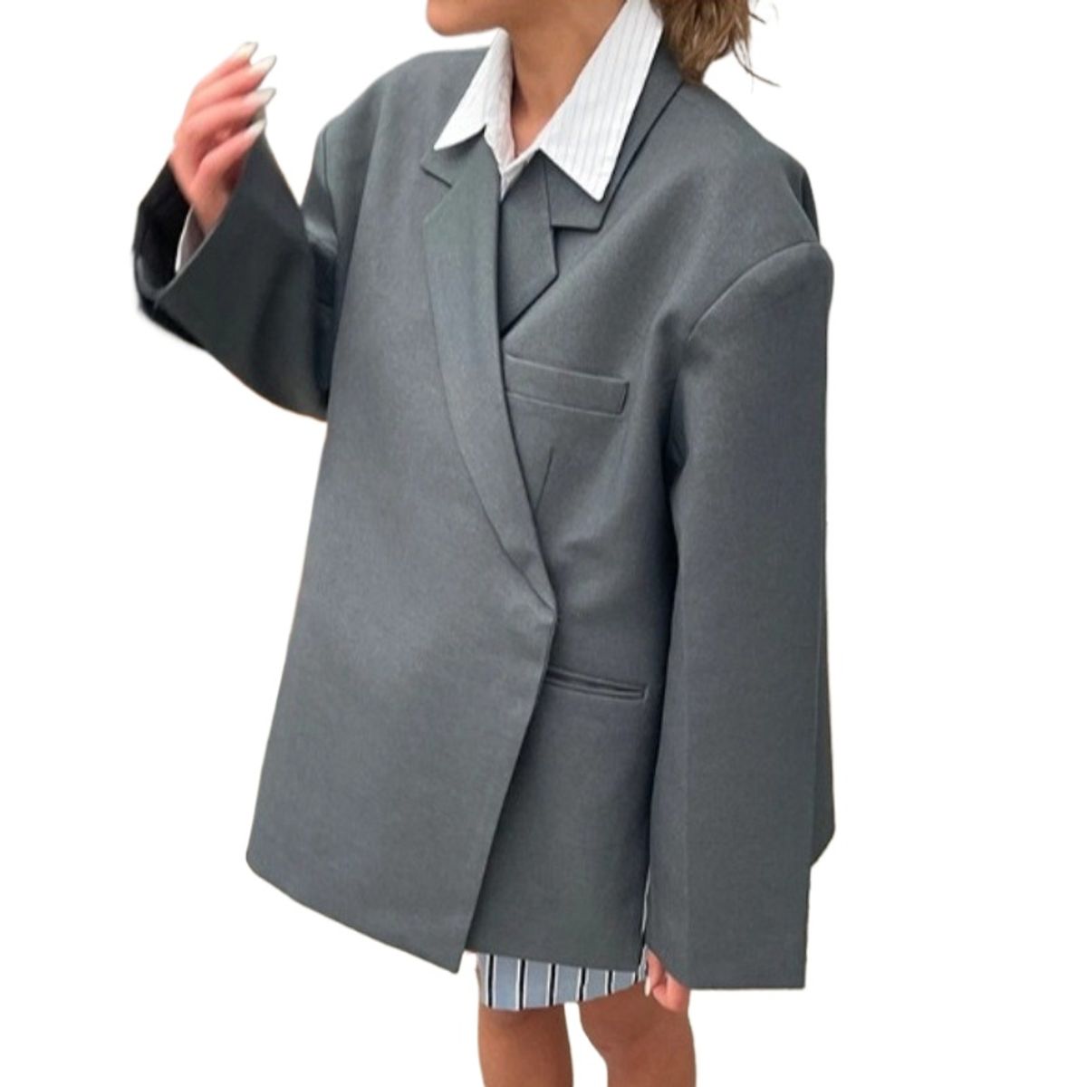 GIOIO - Blazer Mujer Solapas Botones Lateral Casual Ajustado